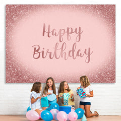 Lofaris Glitter Pink Happy Birthday Bokrh Backdrop for Girl