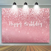 Lofaris Glitter Pink Rose Gold Happy Birthday Party Backdrop