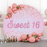 Lofaris Glitter Pink Simple Sweet 16 Birthday Round Backdrop