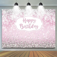 Lofaris Glitter Pink Snowflake Happy Birthday Backdrop For Girl