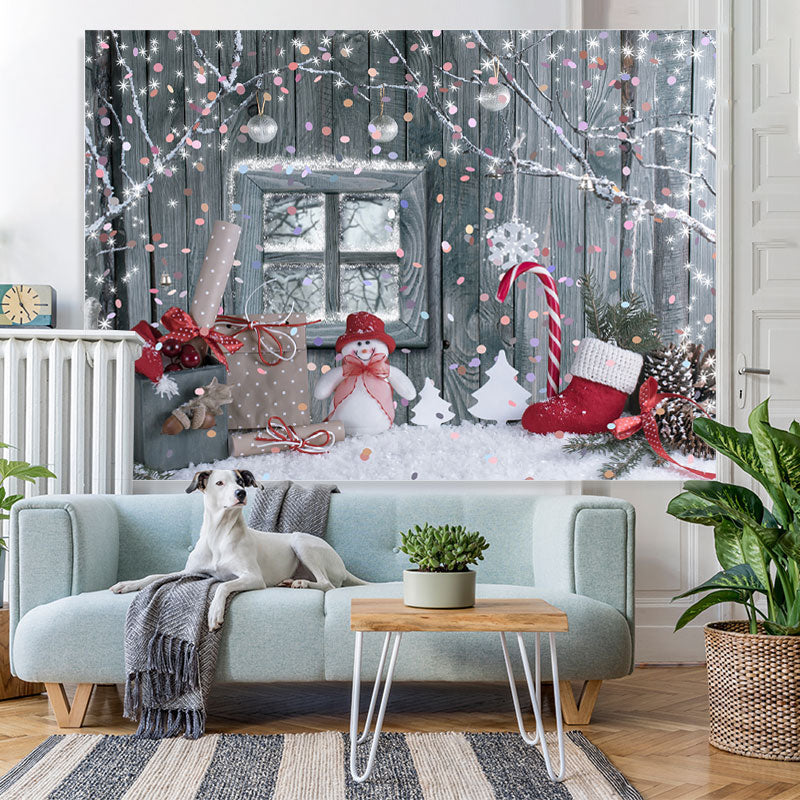 Lofaris Glitter Point Red Socks White Snowflake Winter Backdrop