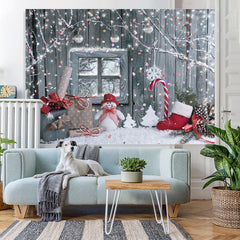 Lofaris Glitter Point Red Socks White Snowflake Winter Backdrop