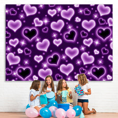 Lofaris Glitter Purple Heart Early 2000s Photo Backdrop for Birthday