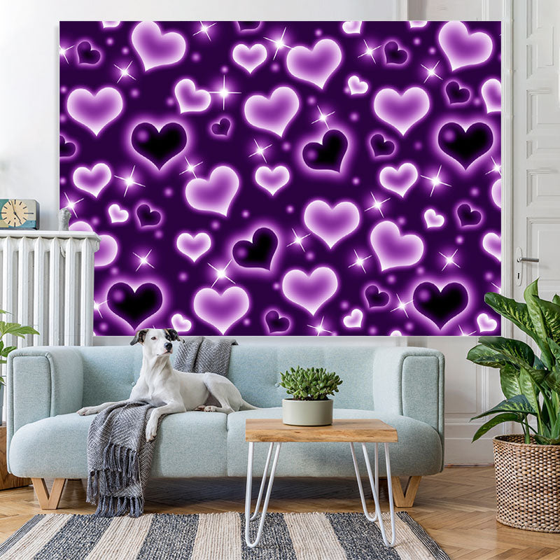Lofaris Glitter Purple Heart Early 2000s Photo Backdrop for Birthday