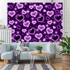 Lofaris Glitter Purple Heart Early 2000s Photo Backdrop for Birthday