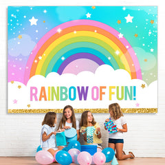 Lofaris Glitter Rainbow Of Fun With Stars Birthday Backdrop