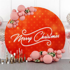 Lofaris Glitter Red Snowflake Merry Christmas Round Backdrop
