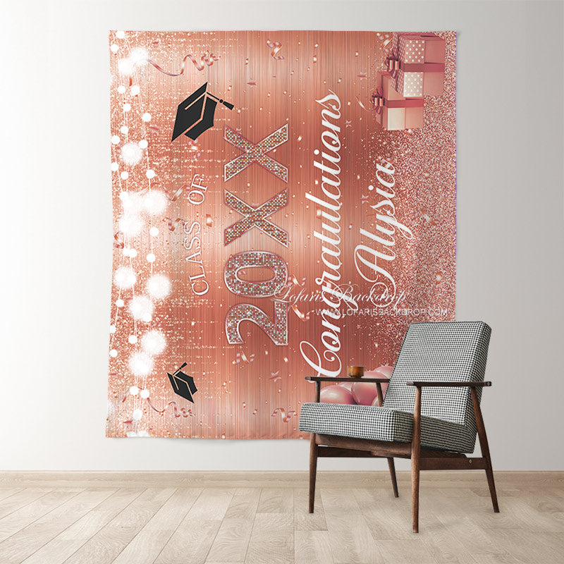 Lofaris Glitter Rose Gold Balloon Graduation Party Backdrop