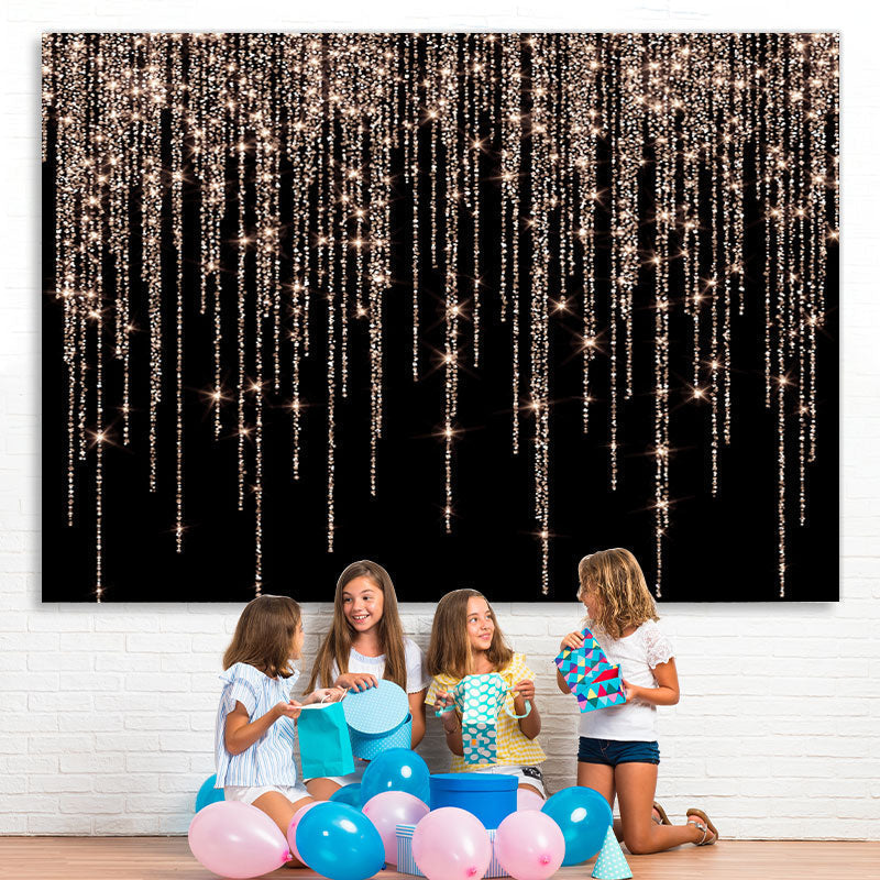 Lofaris Glitter Rose Gold Golden Black Birthday Background