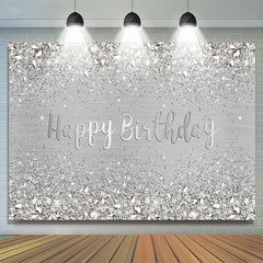Lofaris Light Grey Simple Happy Birthday Backdrop For Party