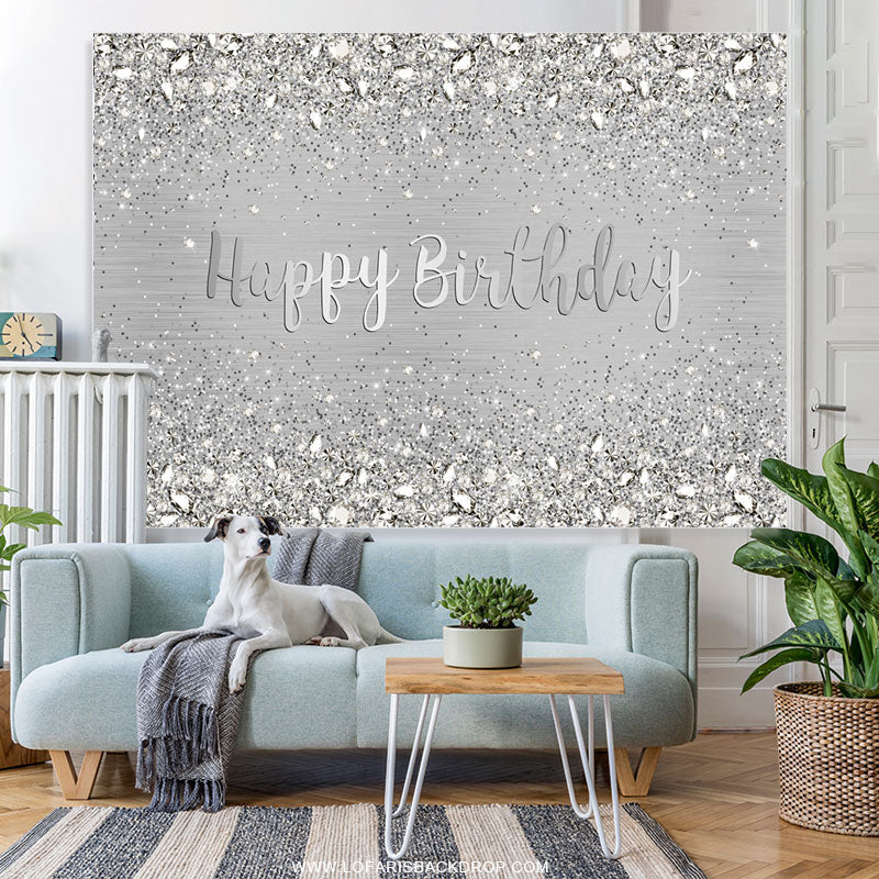 Lofaris Light Grey Simple Happy Birthday Backdrop For Party
