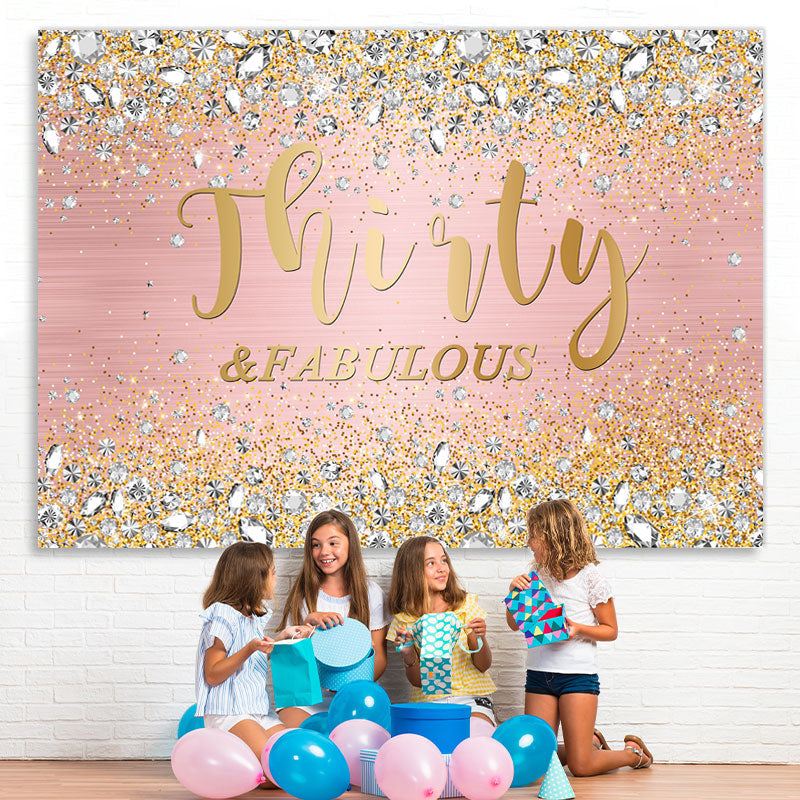 Lofaris Glitter Thirty Fabulous Pink Happy Birthday Backdorp