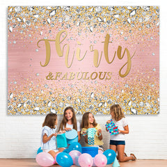 Lofaris Glitter Thirty Fabulous Pink Happy Birthday Backdorp