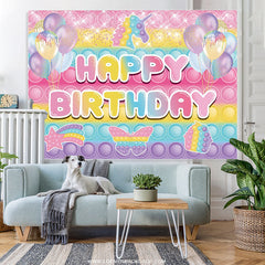 Lofaris Glitter Unicorn Balloons Pop It Happy Birthday Backdorp