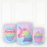 Lofaris Glitter Unicorn Pop It Theme Plinth Cover For Birthday Pillar Wrap