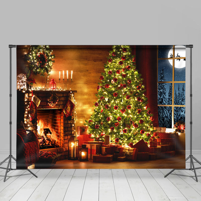 Lofaris Glitter Warm House Christmas Day Decoration Backdrop