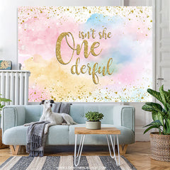 Lofaris Glitter Watercolour 1st Birthday Backdrop For Girl