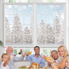 Lofaris Glitter White Snowy Winter Backdrop for Christmas Party