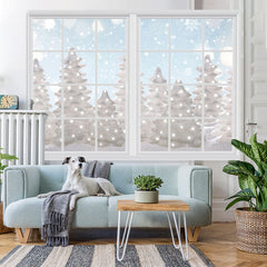 Lofaris Glitter White Snowy Winter Backdrop for Christmas Party