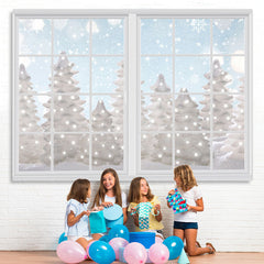 Lofaris Glitter White Snowy Winter Backdrop for Christmas Party