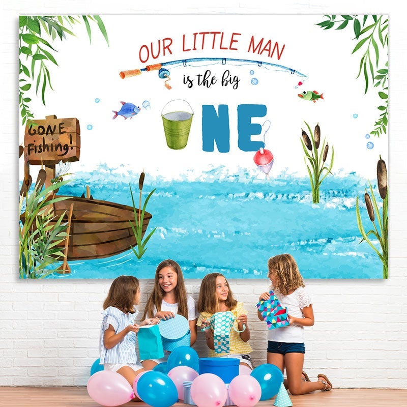 Lofaris Go Fishing 1st Birthday party Photoshoot Backdrops