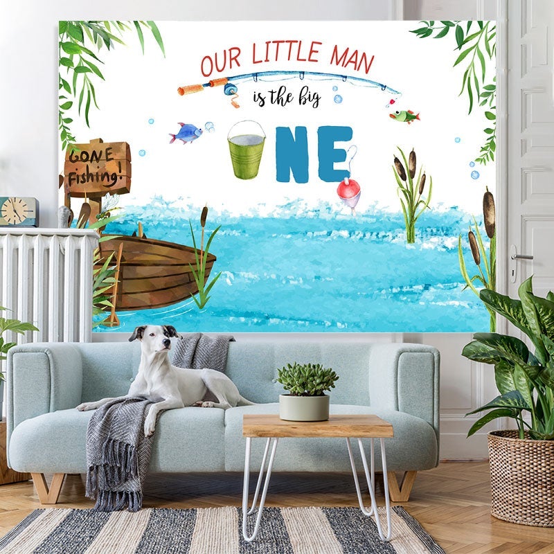 Lofaris Go Fishing 1st Birthday party Photoshoot Backdrops