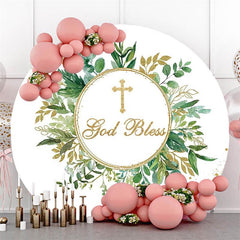 Shiny Lights Floral Wooden Adorable Circle Bridal Shower Backdrop