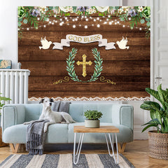 Lofaris God Bless Little White Floral Wooden Backdrop for Kids