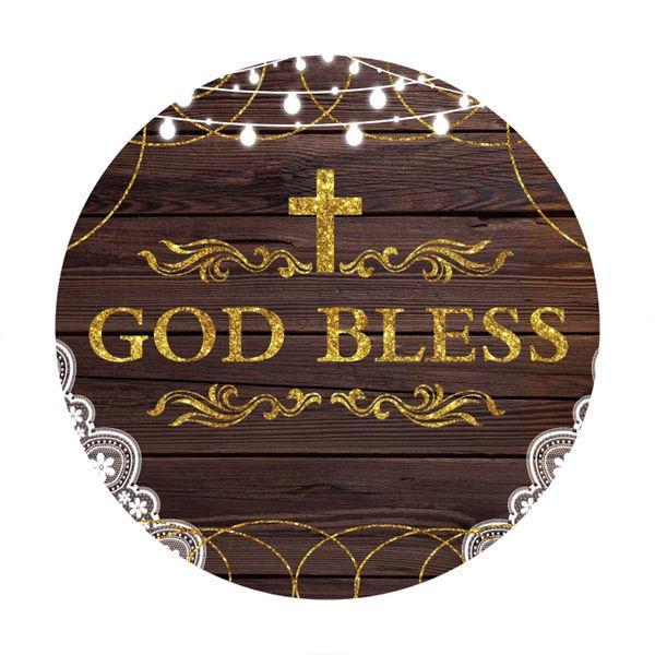 Lofaris God Bless With Wooden Round Backdrop For Decoration