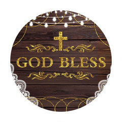 Lofaris God Bless With Wooden Round Backdrop For Decoration