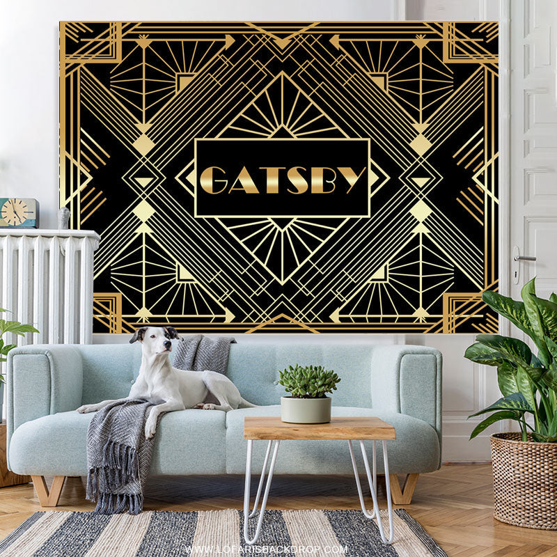 Lofaris Gold And Black Gabsty Birthday Party Decro Backdrop