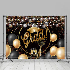 Lofaris Gold And Black Glitter Ballons Bright Grad Backdrop