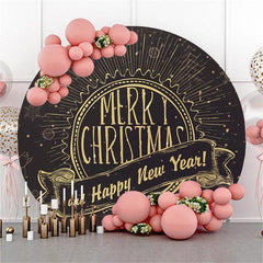 Cartoon Merry Chrismas Tree Blue Custom Circlr Backdrop