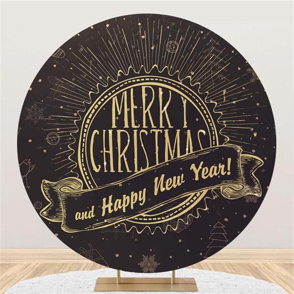 Lofaris Gold And Black Round Chrismas New Year Backdrop