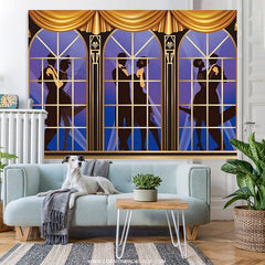 Lofaris Gold And Black Window Birthday Dance Party Backdrop
