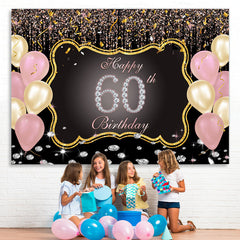 Lofaris Gold And Pink Balloons 60th Happy Birthday Backdrop