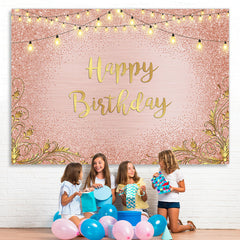 Lofaris Gold and Pink Bokeh Gorgeous Happy Birthday Backdrop