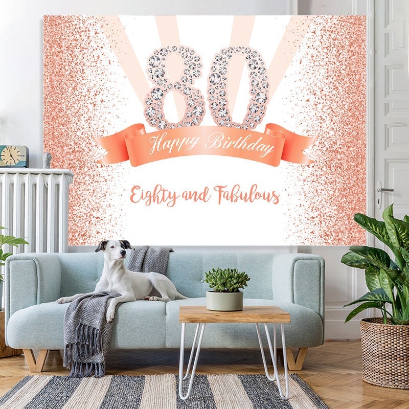 Lofaris Gold and Pink Dots Happy 80th Birthday Party Backdrop