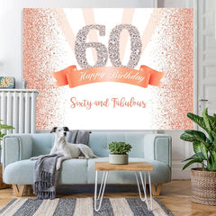 Lofaris Gold and Pink Happy 60th Birthday Party Backdrop