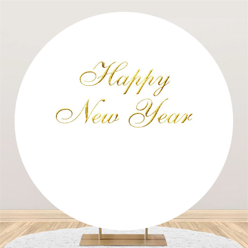 Lofaris Gold And White Happy New Year Circle Backdrop For Party