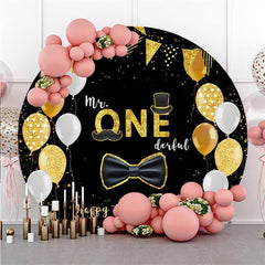 Blue Simple Custom Round Wooden Backdrop Decoration