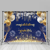 Lofaris Gold Ballons Bokeh Royal Blue Congratulations Backdorp
