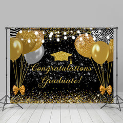 Lofaris Gold Balloons Bow Tie Congrats Grad Party Backdrop