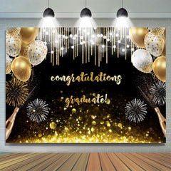 Lofaris Gold Bokeh Ballons Congratulations Graduate Backdorp