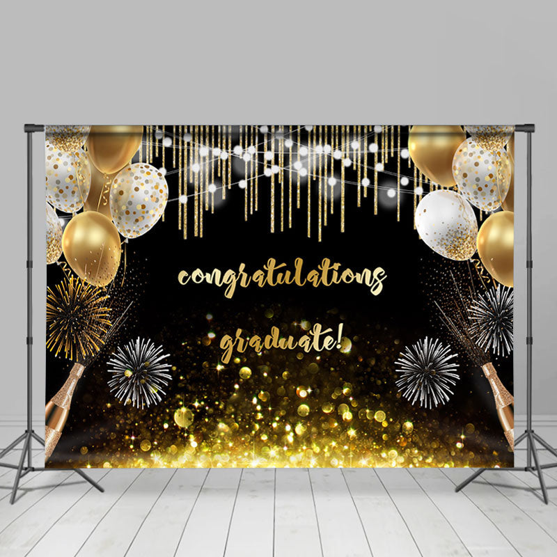 Lofaris Gold Bokeh Ballons Congratulations Graduate Backdorp