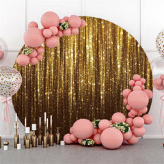 Gold Glitter He Or She Round Backdrop For Baby Shower