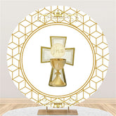 Lofaris Gold Crown And Abstract Lines Round Baby Shower Backdrop