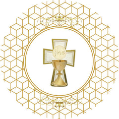 Lofaris Gold Crown And Abstract Lines Round Baby Shower Backdrop