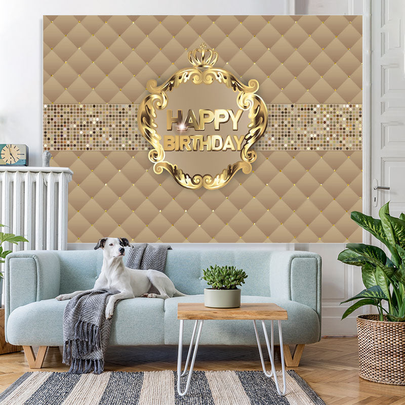 Lofaris Gold Crown Happy Birthday Party Backdrop For Woman