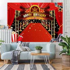 Lofaris Gold Five-pointed Star Red Carpet Birthday Backdrop